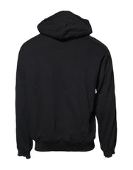 Dolce & Gabbana Black Cotton Logo Hooded Sweatshirt Sweater - IT50 | L - Hoodies