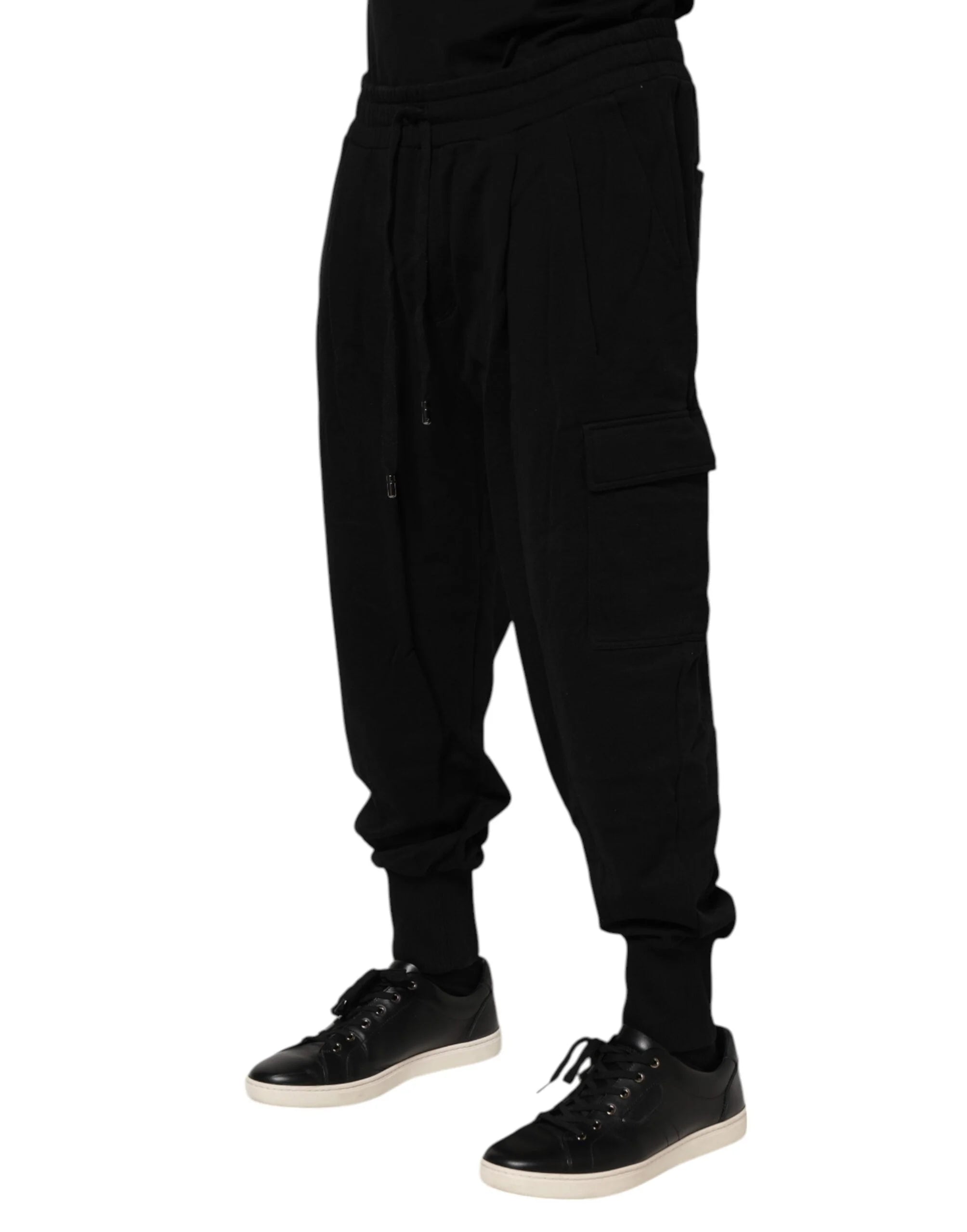 Dolce & Gabbana Black Cotton Logo Jogger Sweatpants Pants - IT56 | XXL - Joggers
