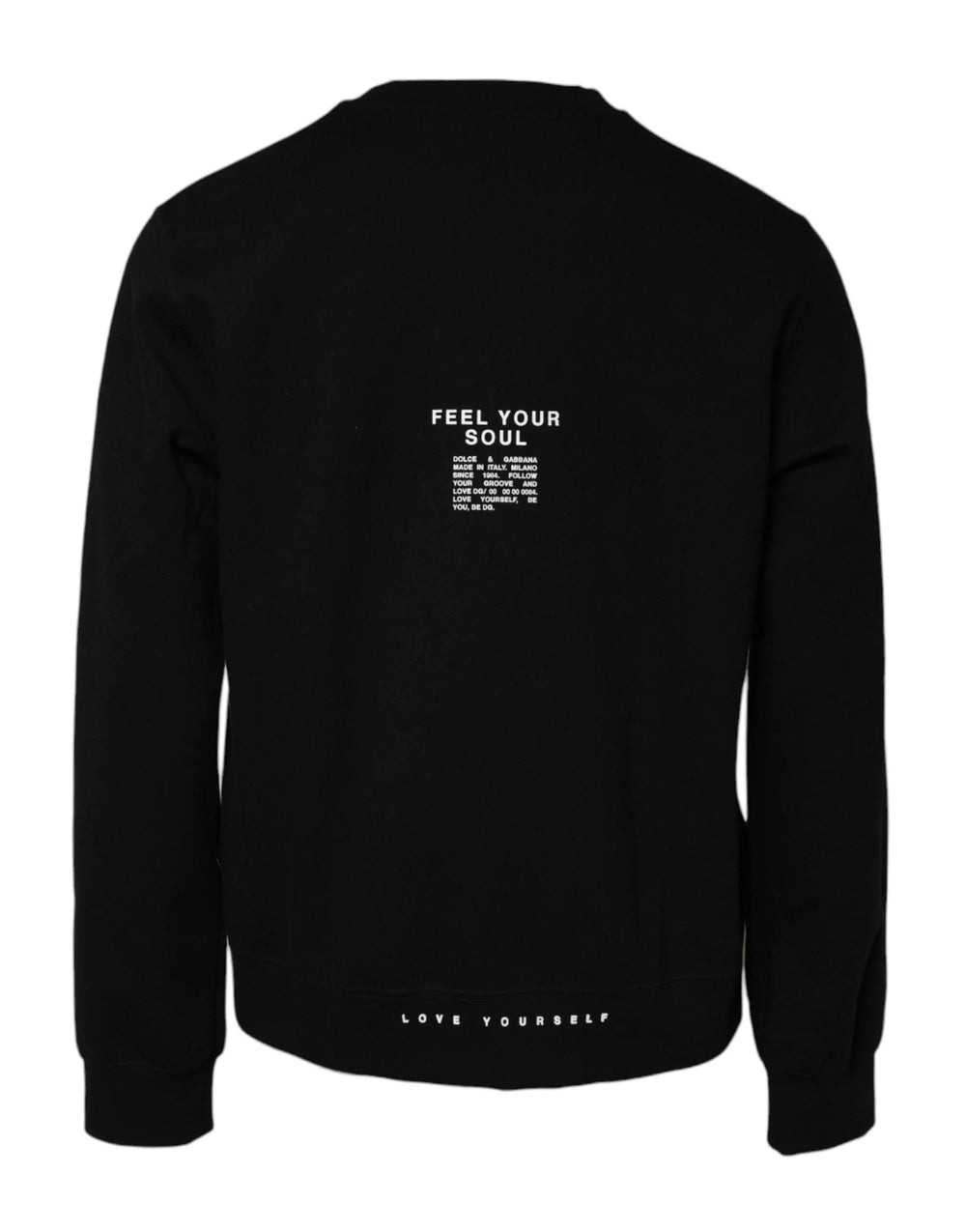 Dolce & Gabbana Black Cotton Logo Knitted Pullover Sweater - IT56 | XXL - Sweatshirts