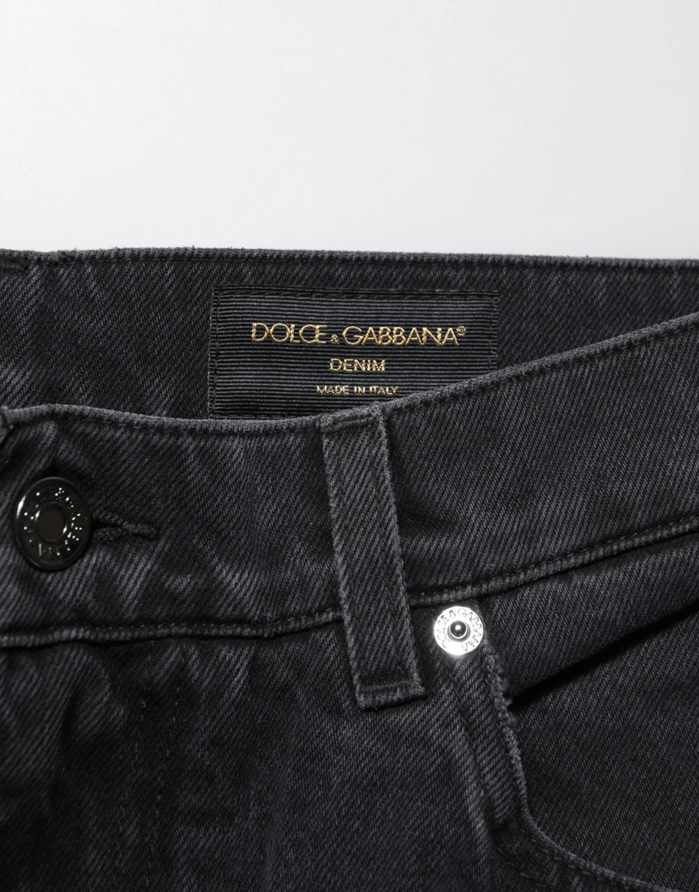 Dolce & Gabbana Black Cotton Logo Men Mid Waist Denim Jeans - Jeans