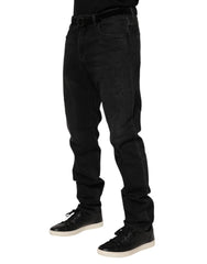Dolce & Gabbana Black Cotton Logo Plaque Skinny Denim Jeans - IT52 | XL