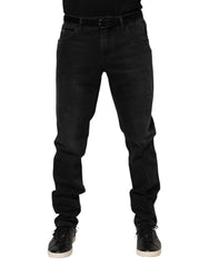 Dolce & Gabbana Black Cotton Logo Plaque Skinny Denim Jeans - IT52 | XL