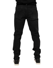 Dolce & Gabbana Black Cotton Logo Plaque Skinny Denim Jeans - IT52 | XL - Jeans