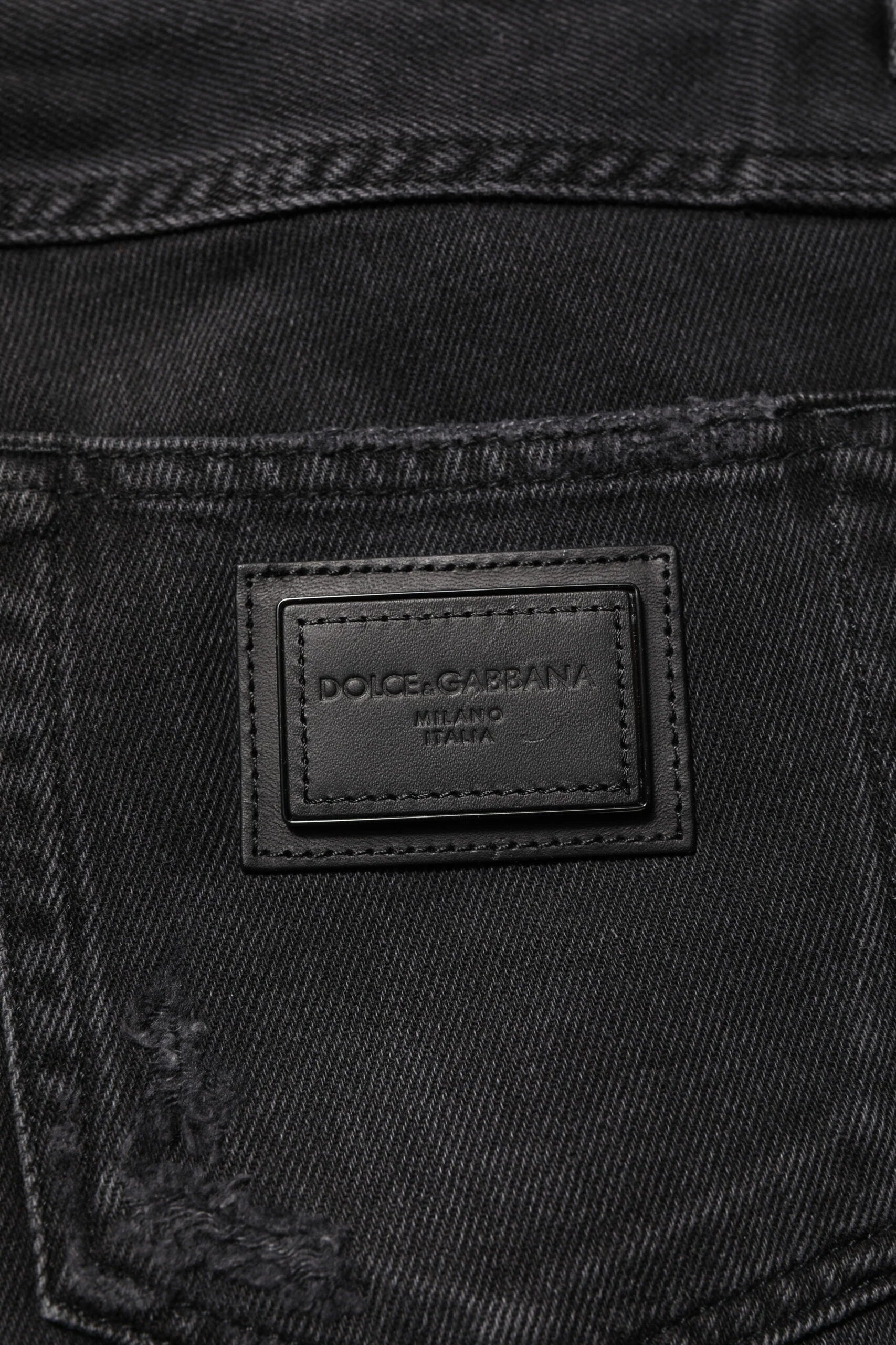 Dolce & Gabbana Black Cotton Logo Plaque Skinny Denim Jeans - IT52 | XL