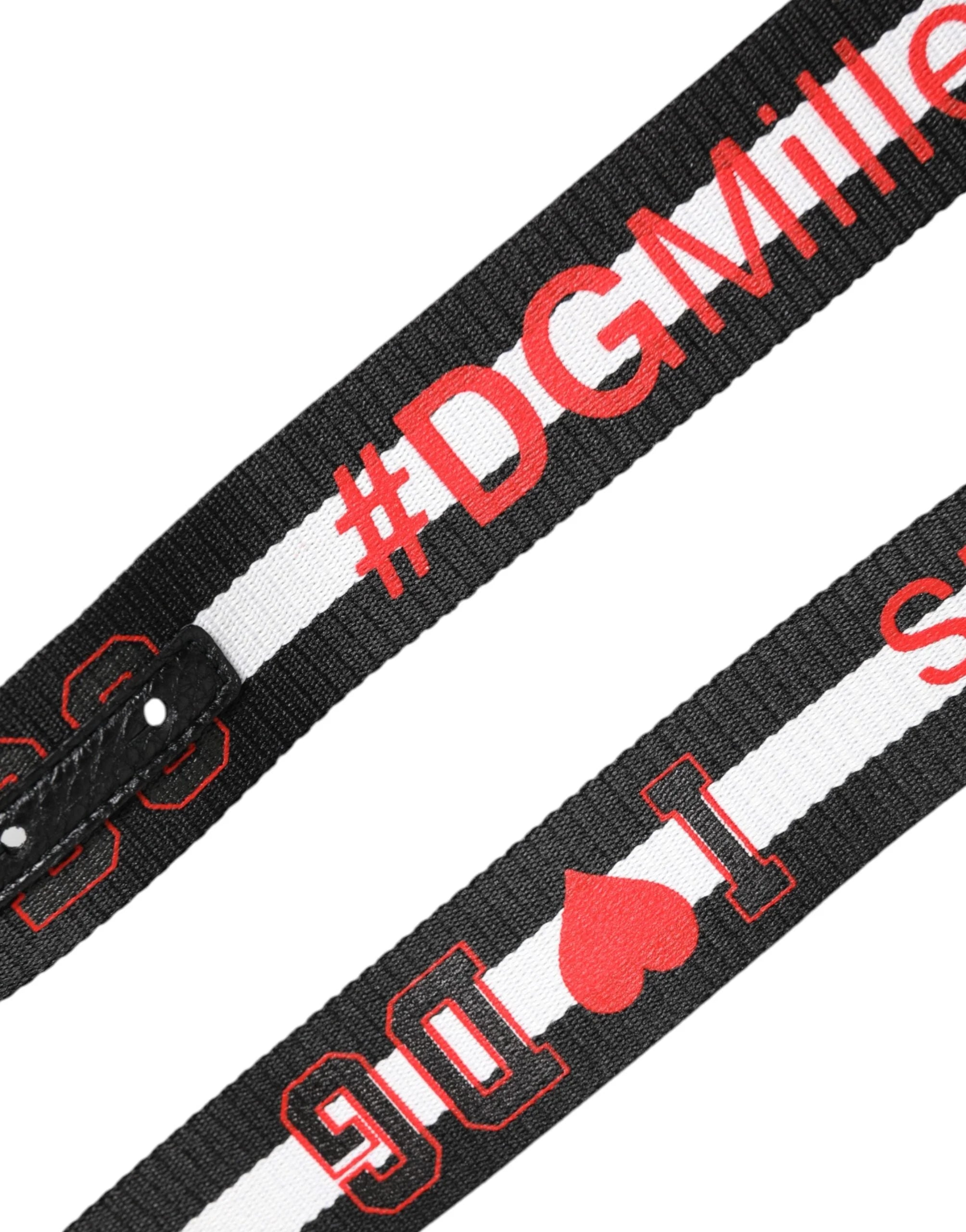 Dolce & Gabbana Black Cotton Logo Print DG Buckle Belt - 90 cm / 36 Inches - Belts