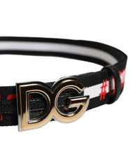 Dolce & Gabbana Black Cotton Logo Print DG Buckle Belt - 90 cm / 36 Inches - Belts