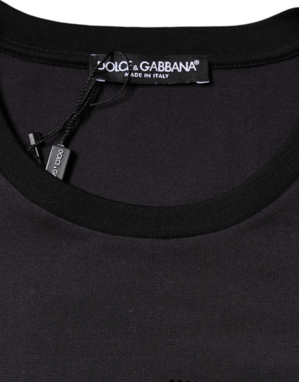 Dolce & Gabbana Black Cotton Logo Print Round Neck T-shirt - IT36 | XS - T-Shirts