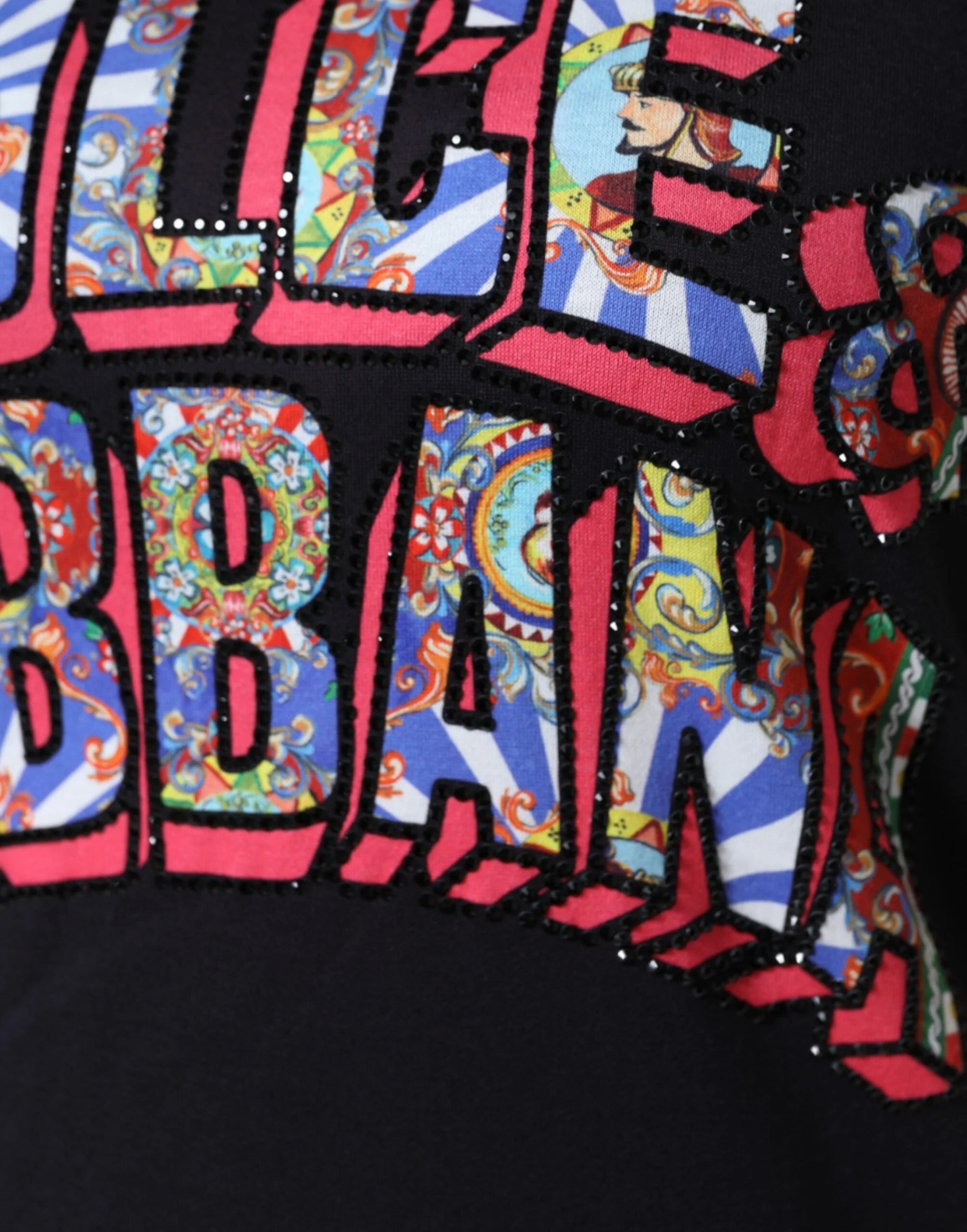 Dolce & Gabbana Black Cotton Logo Print Round Neck T-shirt - IT36 | XS - T-Shirts