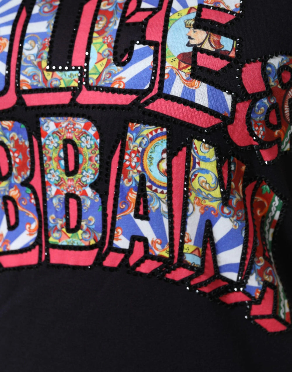 Dolce & Gabbana Black Cotton Logo Print Round Neck T-shirt - IT36 | XS - T-Shirts