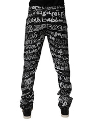 Dolce & Gabbana Black Cotton Logo Print Straight Denim Jeans - IT48 | M