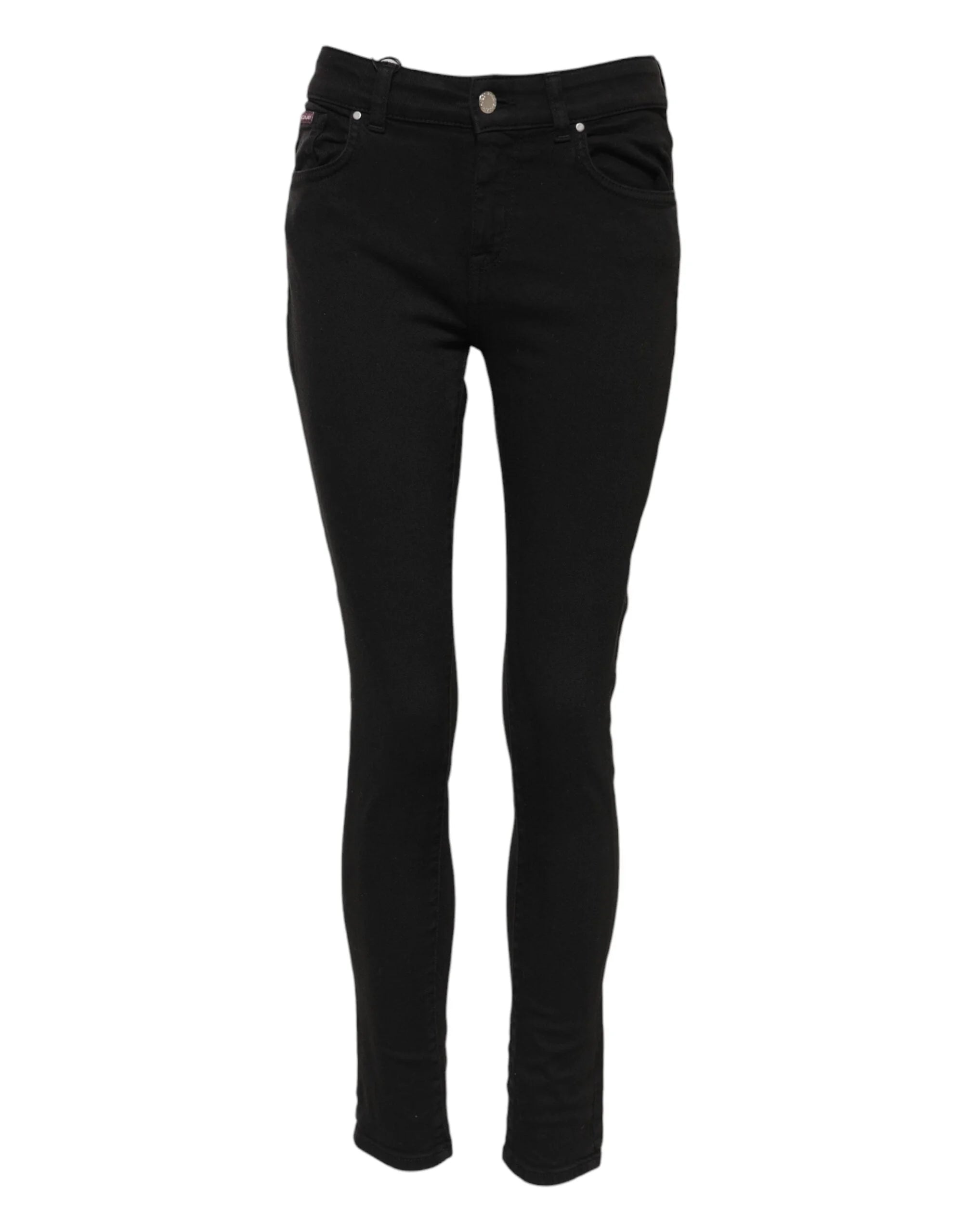 Dolce & Gabbana Black Cotton Logo Skinny Mid Waist Denim Jeans - IT38 | XS - Jeans