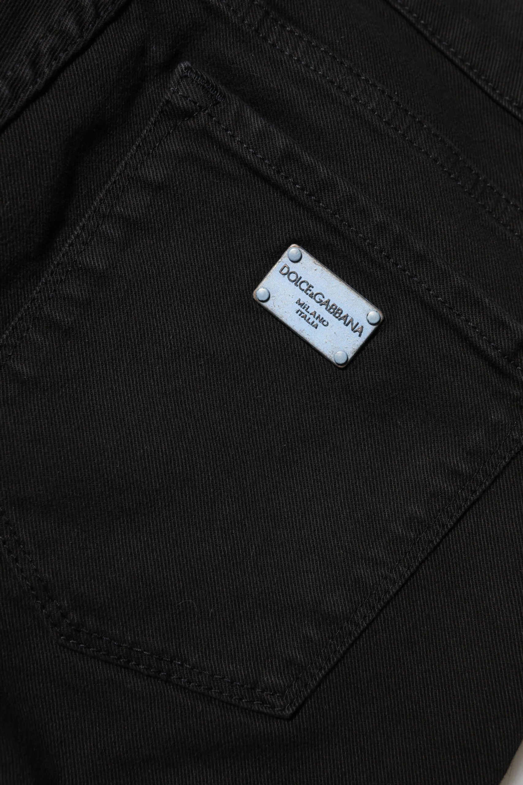 Dolce & Gabbana Black Cotton Logo Skinny Mid Waist Denim Jeans - IT38 | XS