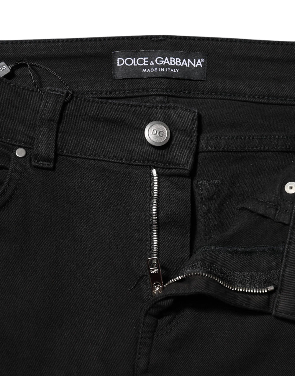 Dolce & Gabbana Black Cotton Logo Skinny Mid Waist Denim Jeans - IT38 | XS - Jeans