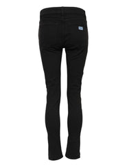 Dolce & Gabbana Black Cotton Logo Skinny Mid Waist Denim Jeans - IT38 | XS