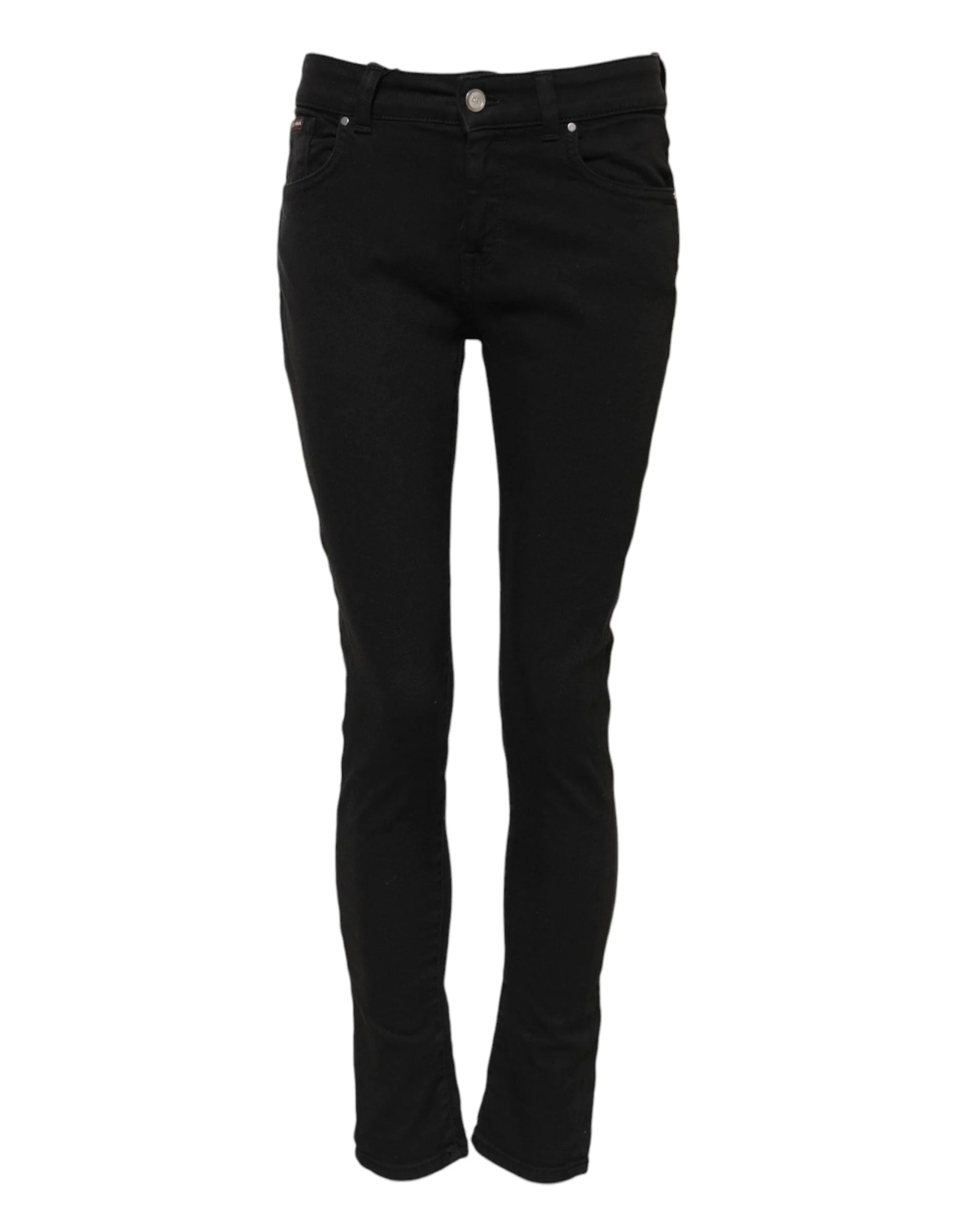 Dolce & Gabbana Black Cotton Logo Skinny Mid Waist Denim Jeans - IT38 | XS
