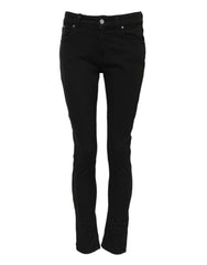 Dolce & Gabbana Black Cotton Logo Skinny Mid Waist Denim Jeans - IT38 | XS