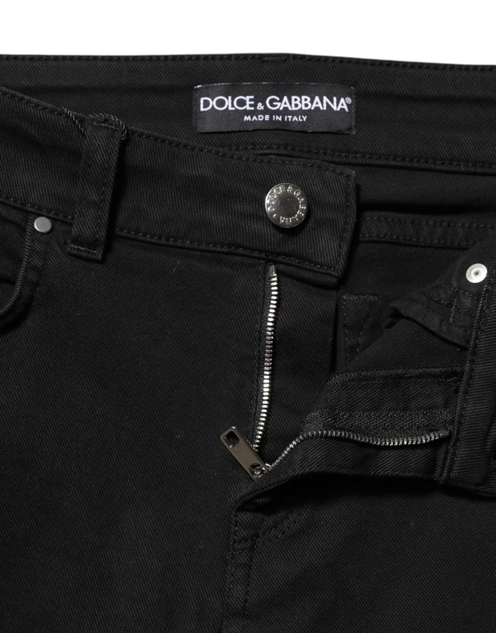 Dolce & Gabbana Black Cotton Logo Skinny Mid Waist Denim Jeans - IT38 | XS - Jeans