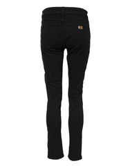 Dolce & Gabbana Black Cotton Logo Skinny Mid Waist Denim Jeans - IT40|S