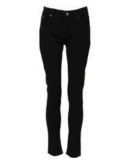 Dolce & Gabbana Black Cotton Logo Skinny Mid Waist Denim Jeans - IT40|S - Jeans