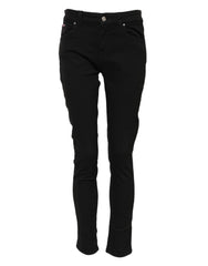 Dolce & Gabbana Black Cotton Logo Skinny Mid Waist Denim Jeans - IT40|S