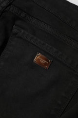 Dolce & Gabbana Black Cotton Logo Skinny Mid Waist Denim Jeans - IT40|S