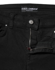 Dolce & Gabbana Black Cotton Logo Skinny MidWaist Denim Jeans - IT38 | XS - Jeans