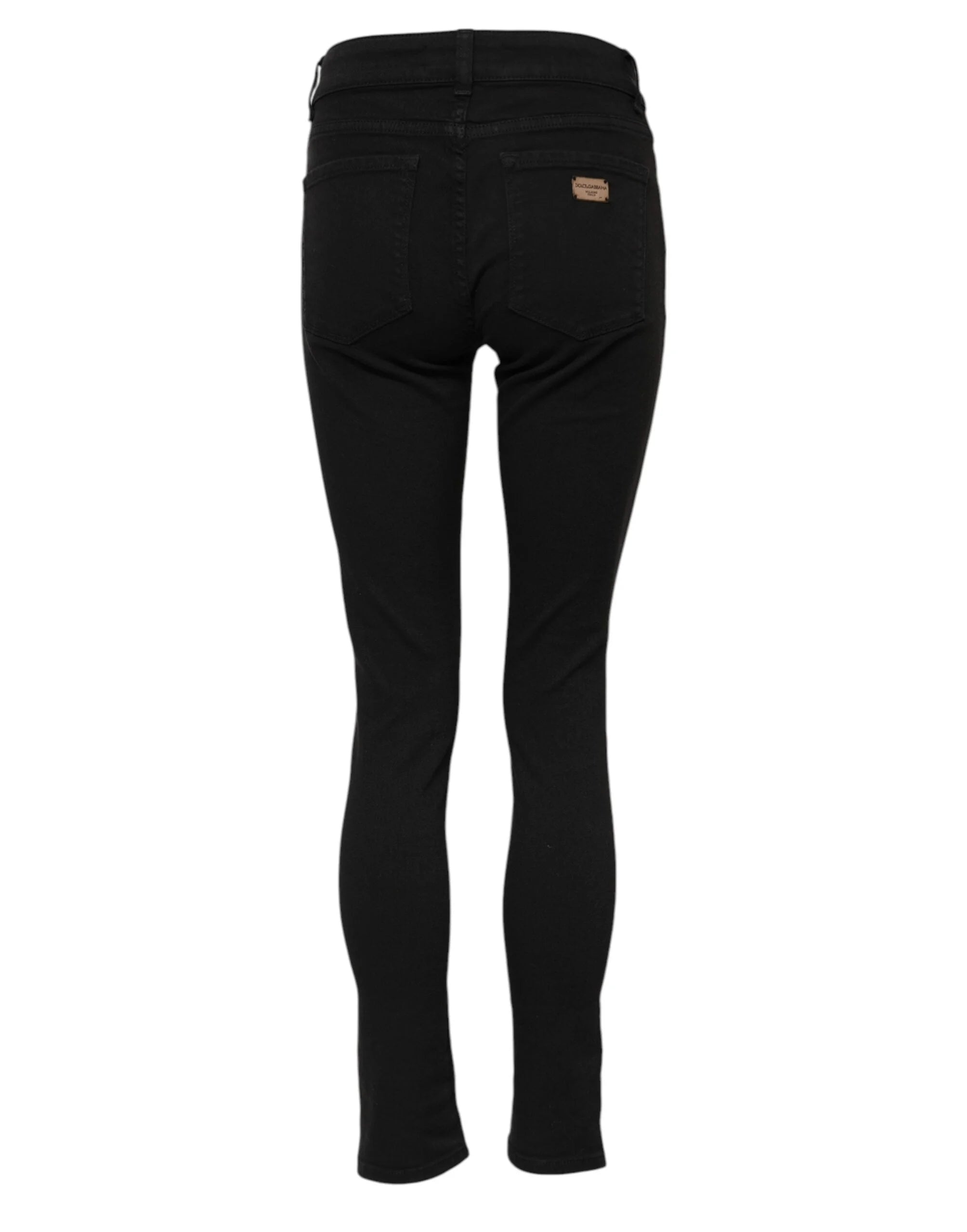 Dolce & Gabbana Black Cotton Logo Skinny MidWaist Denim Jeans - IT38 | XS - Jeans
