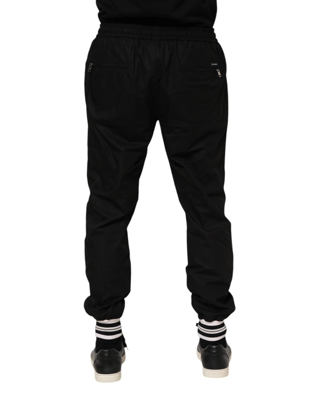 Dolce & Gabbana Black Cotton Logo Tape Men Jogger Pants - Joggers