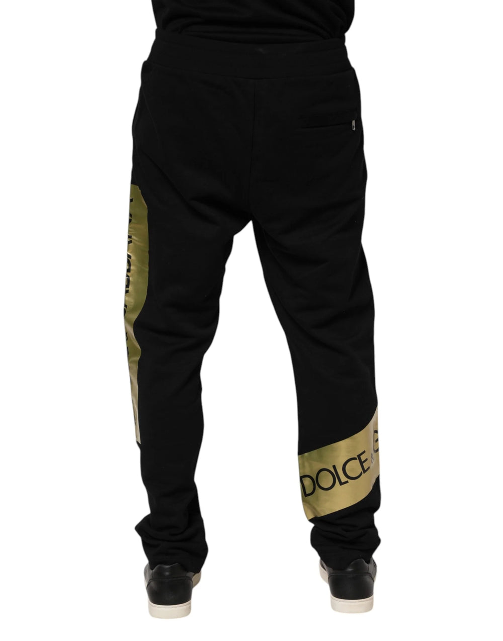 Dolce & Gabbana Black Cotton Logo Tape Men Jogger Pants - Joggers