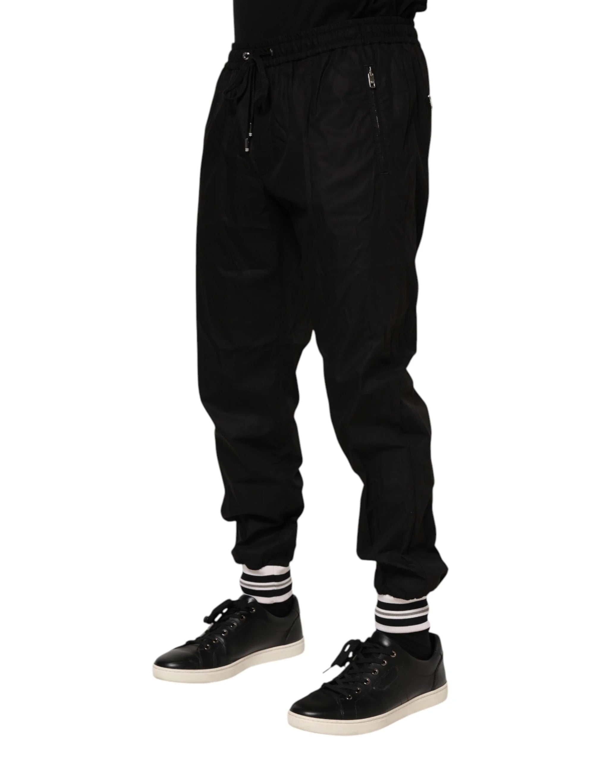 Dolce & Gabbana Black Cotton Logo Tape Men Jogger Pants - Joggers