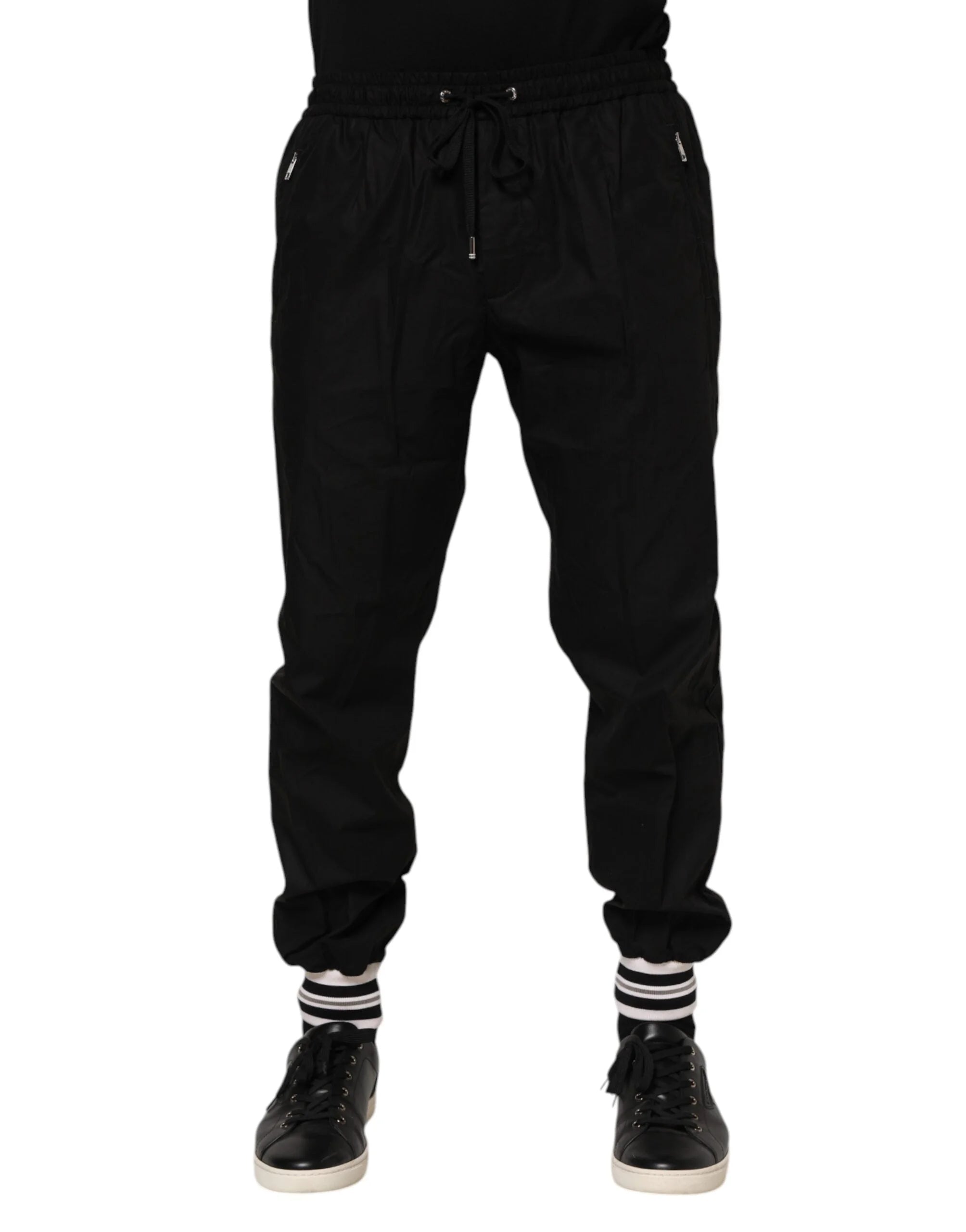 Dolce & Gabbana Black Cotton Logo Tape Men Jogger Pants - Joggers