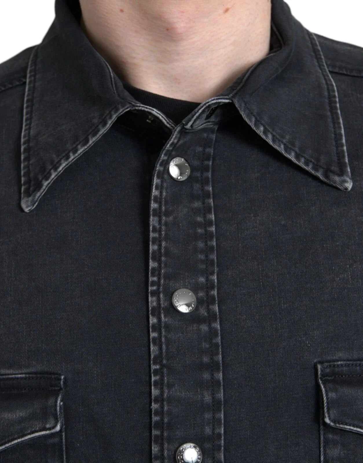 Dolce & Gabbana Black Cotton Long Sleeve Denim Casual Shirt - IT40 | M - Shirts