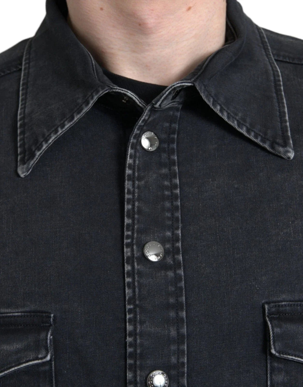 Dolce & Gabbana Black Cotton Long Sleeve Denim Casual Shirt - IT40 | M - Shirts