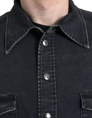 Dolce & Gabbana Black Cotton Long Sleeve Denim Casual Shirt - IT40 | M - Shirts
