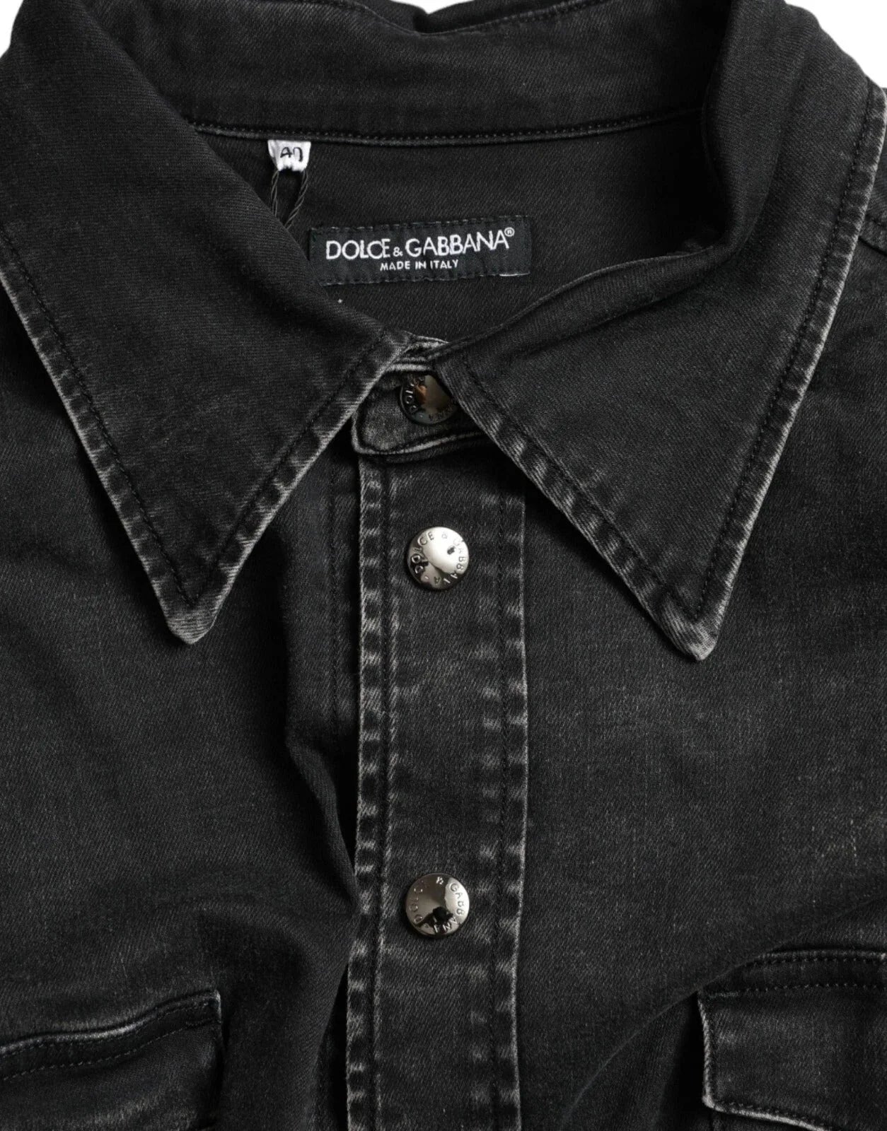 Dolce & Gabbana Black Cotton Long Sleeve Denim Casual Shirt - IT40 | M - Shirts