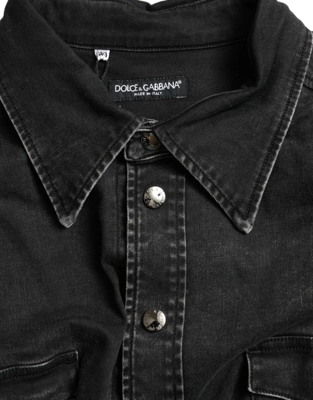 Dolce & Gabbana Black Cotton Long Sleeve Denim Casual Shirt - IT40 | M - Shirts