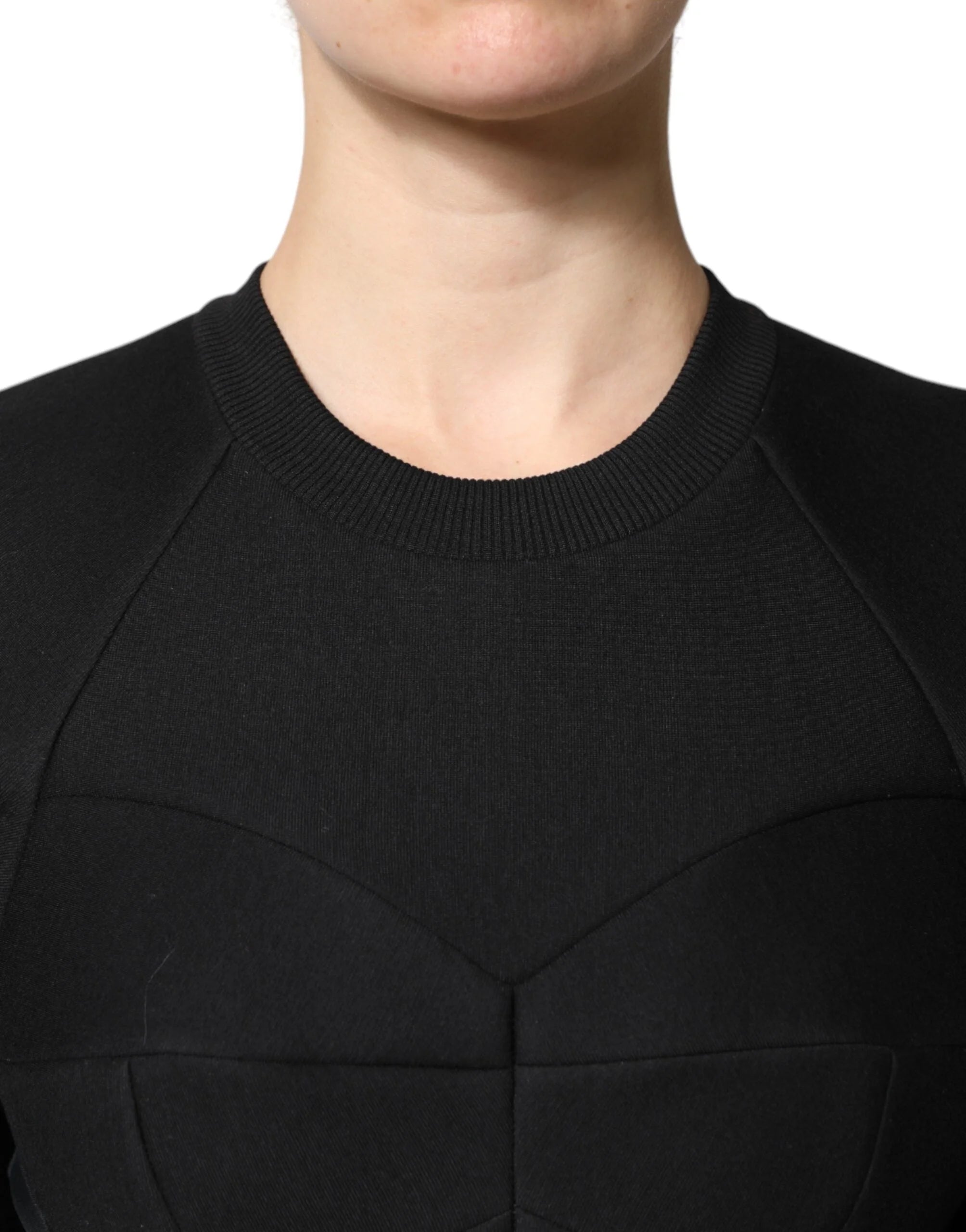 Dolce & Gabbana Black Cotton Long Sleeves A-line Mini Dress - Dresses