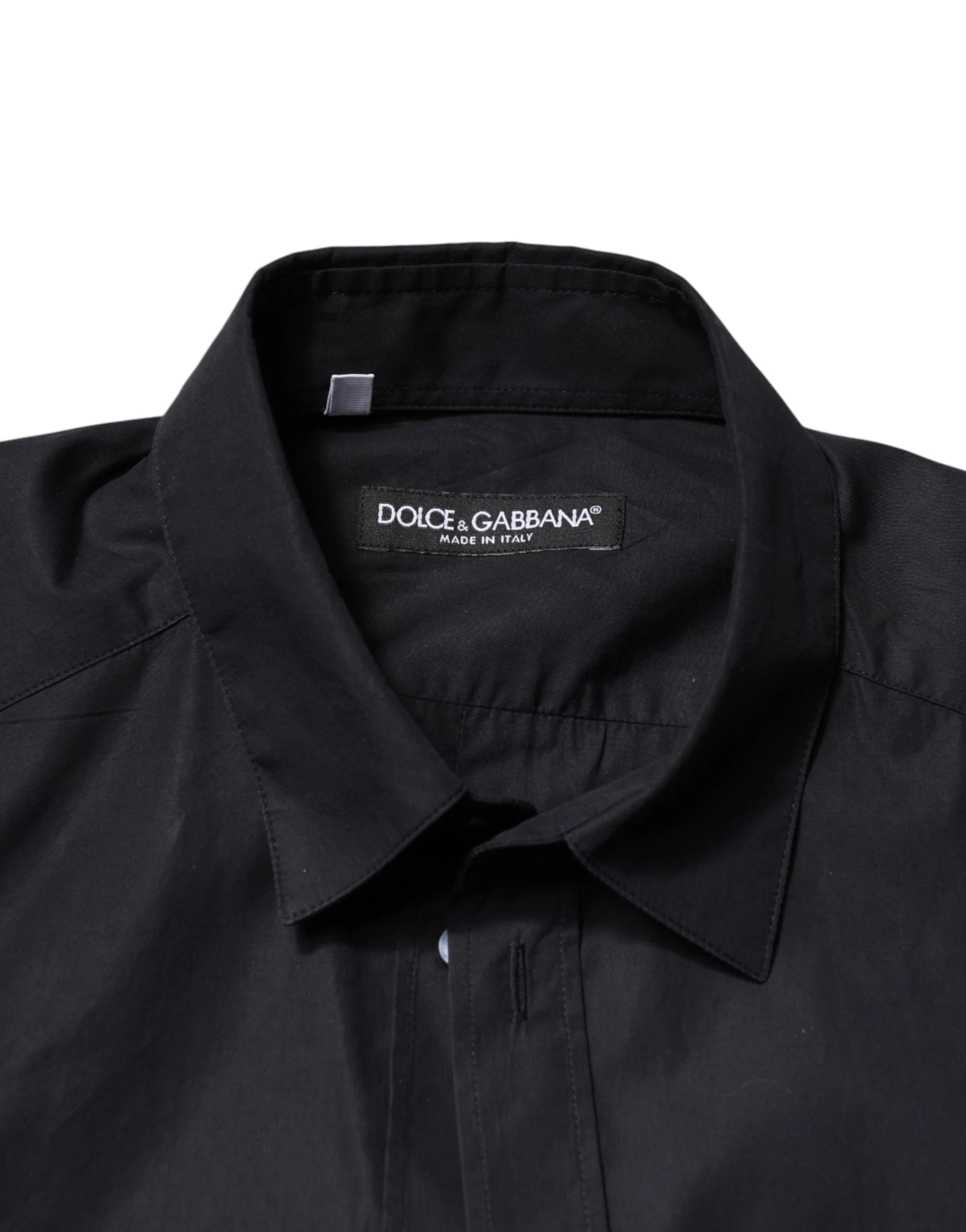 Dolce & Gabbana Black Cotton Long Sleeves Dress Formal Shirt - IT38 | XS