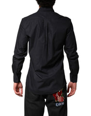 Dolce & Gabbana Black Cotton Long Sleeves Dress Formal Shirt - IT38 | XS