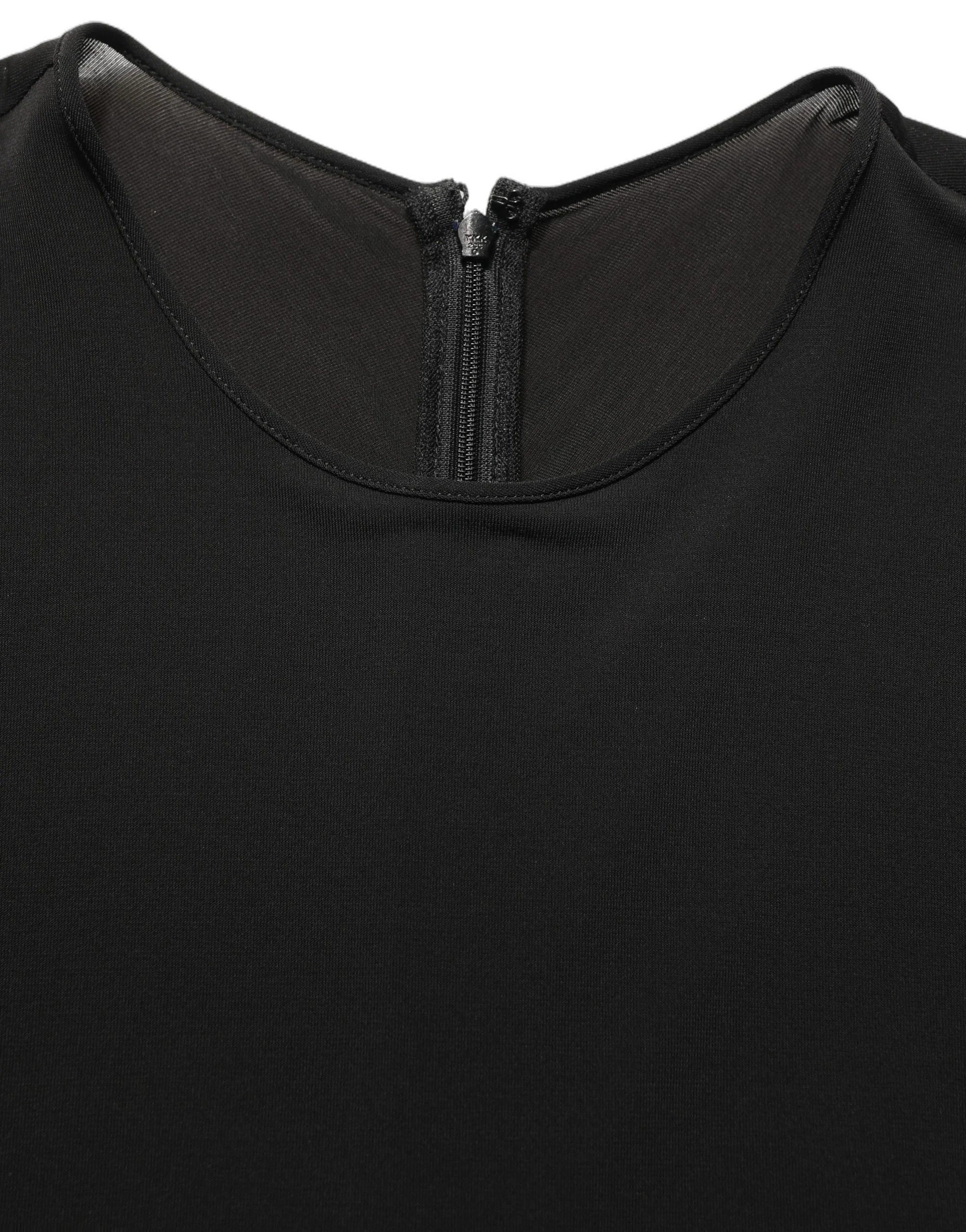 Dolce & Gabbana Black Cotton Long Sleeves Sheath Maxi Dress - IT40|S