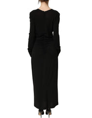 Dolce & Gabbana Black Cotton Long Sleeves Sheath Maxi Dress - IT40|S