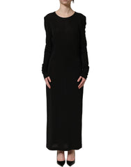 Dolce & Gabbana Black Cotton Long Sleeves Sheath Maxi Dress - IT40|S