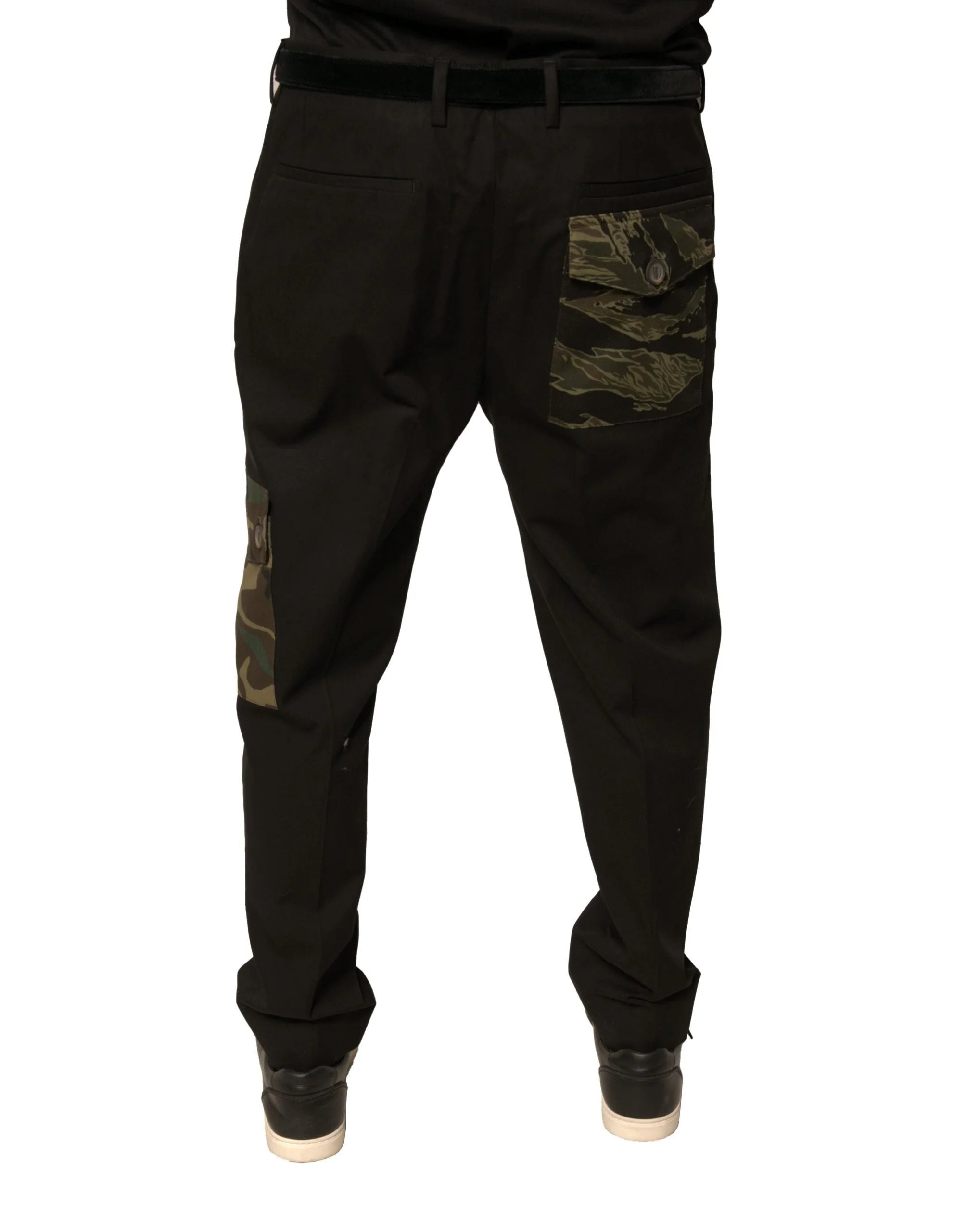 Dolce & Gabbana Black Cotton Men Cargo Casual Pants - Cargo Pants