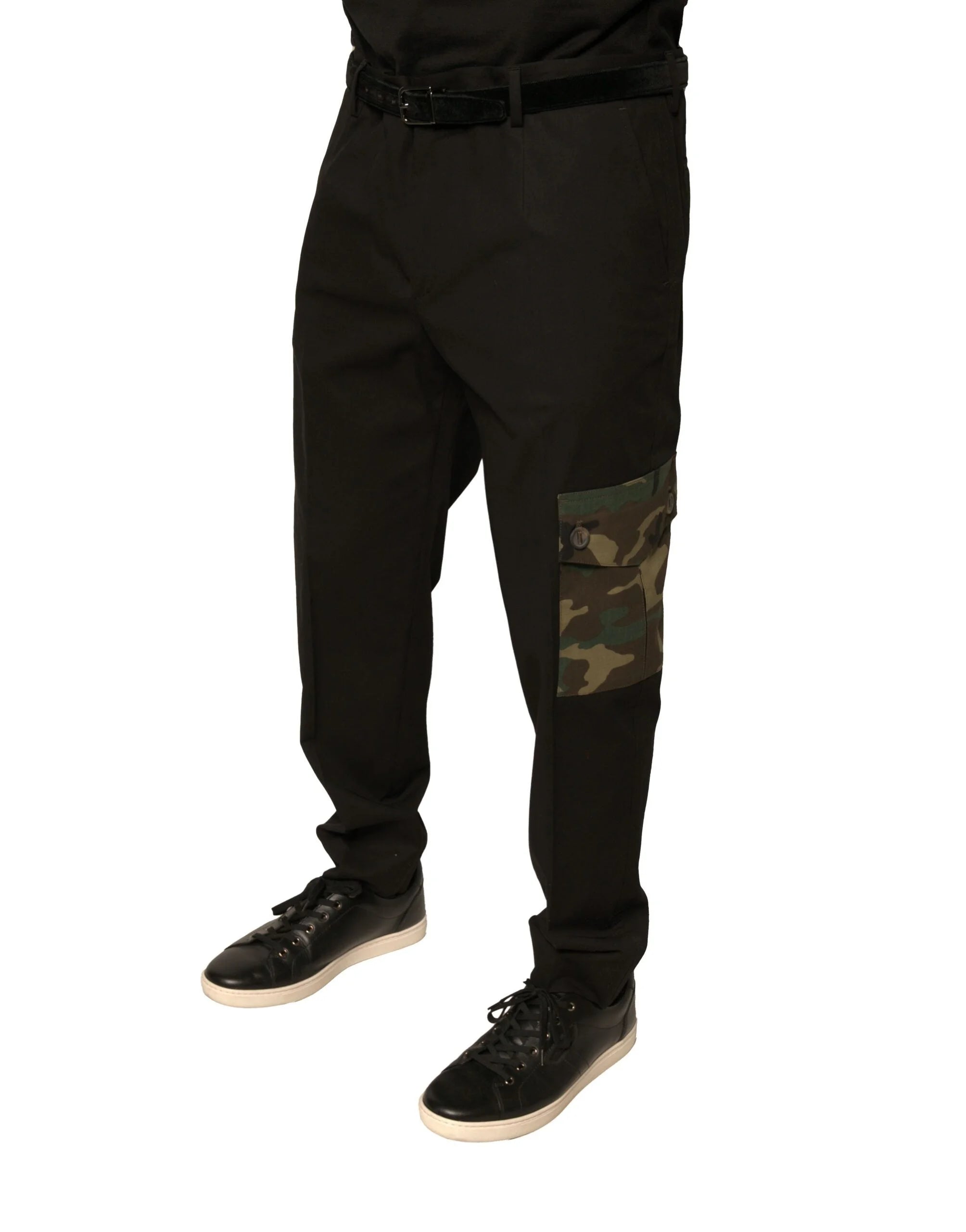 Dolce & Gabbana Black Cotton Men Cargo Casual Pants - Cargo Pants
