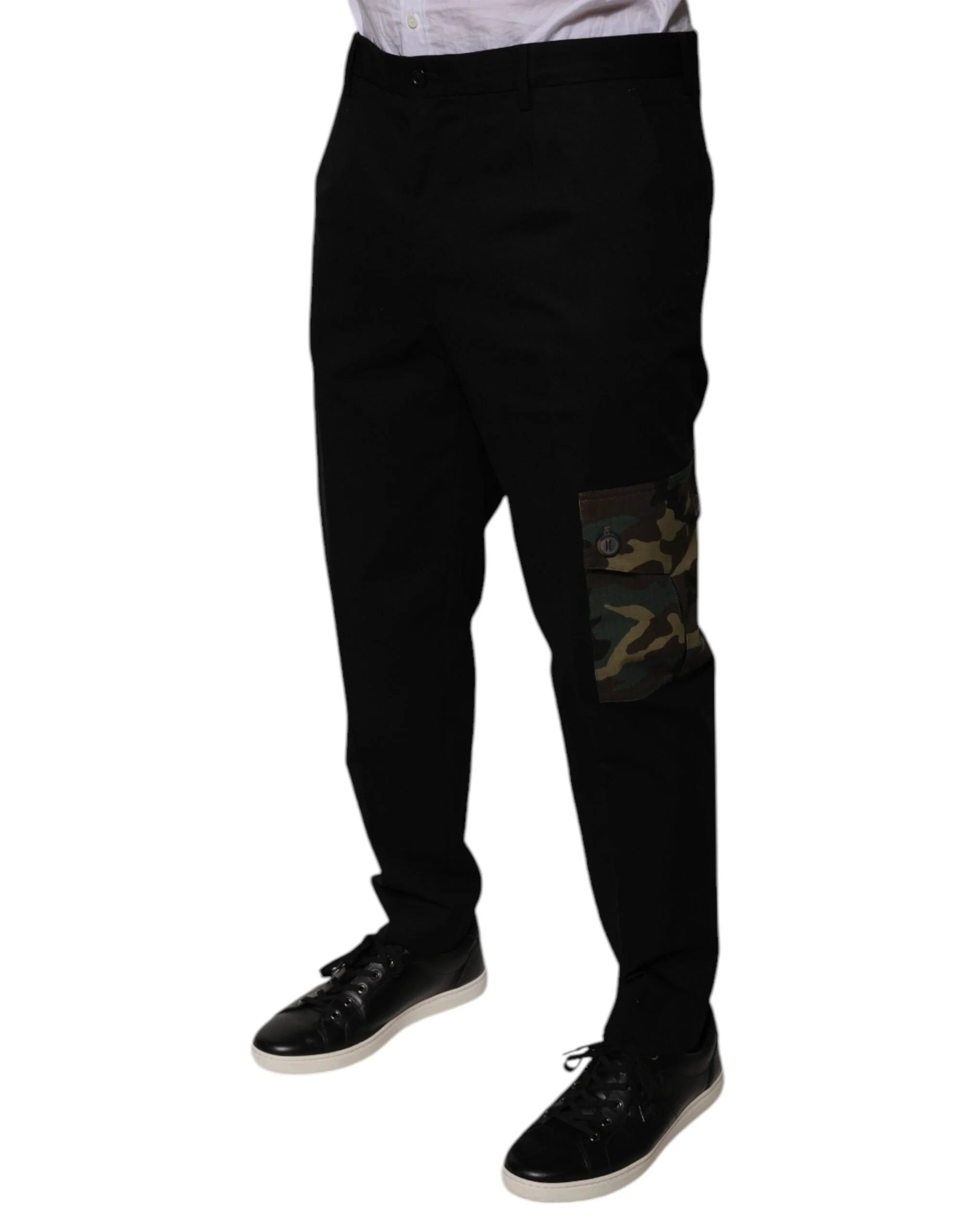 Dolce & Gabbana Black Cotton Men Cargo Casual Pants - Cargo Pants