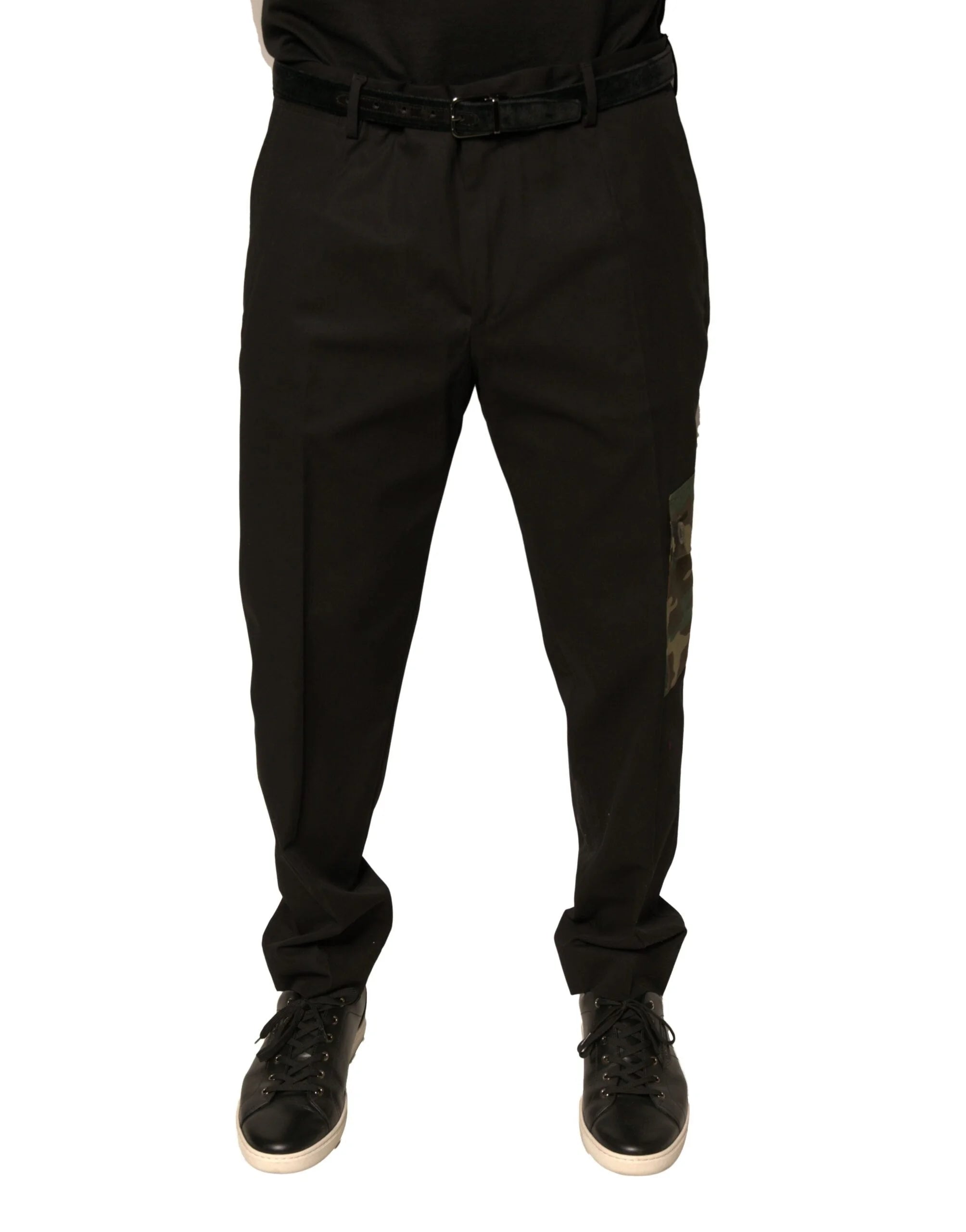 Dolce & Gabbana Black Cotton Men Cargo Casual Pants - Cargo Pants