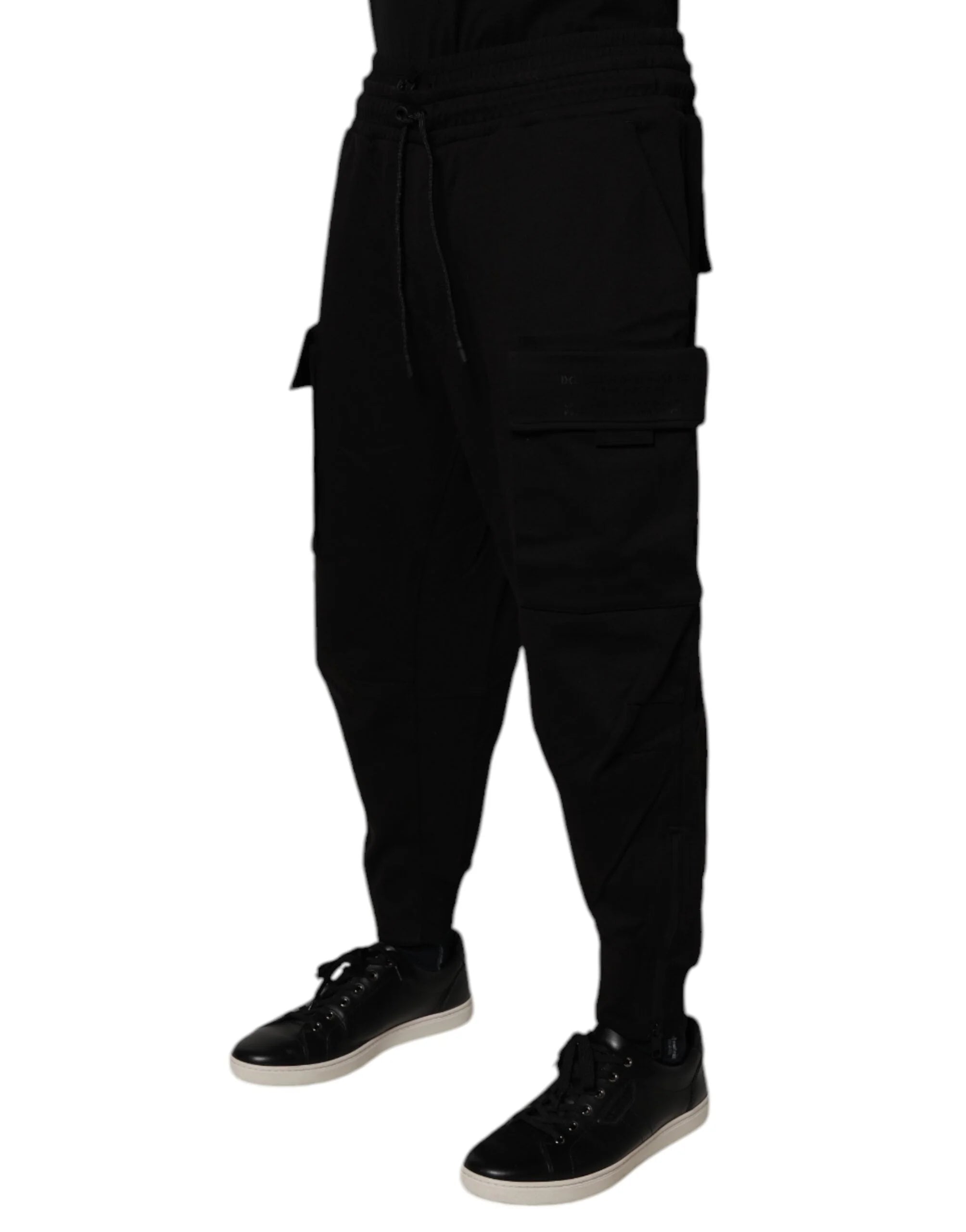 Dolce & Gabbana Black Cotton Men Cargo Jogger Sweatpants Pants - Joggers