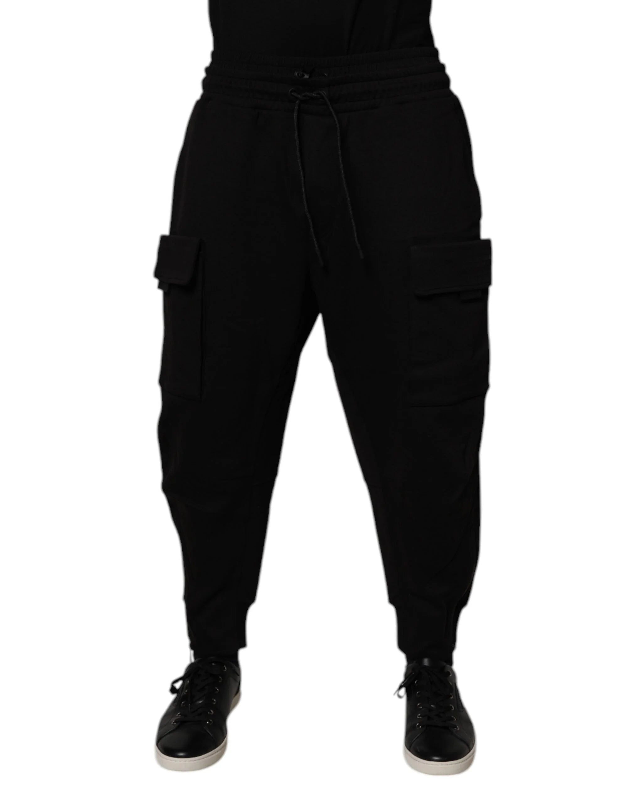 Dolce & Gabbana Black Cotton Men Cargo Jogger Sweatpants Pants - Joggers