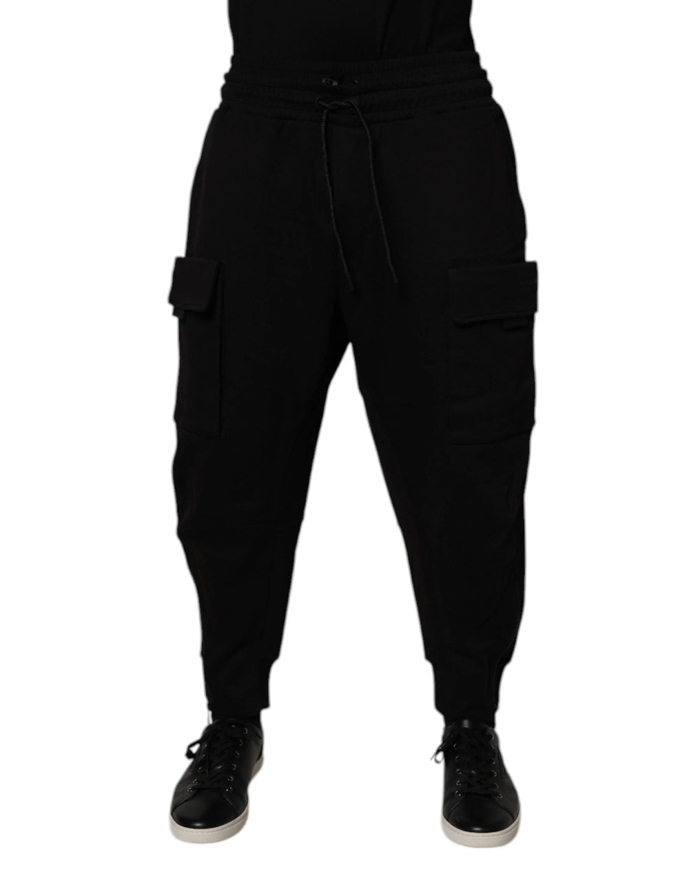 Dolce & Gabbana Black Cotton Men Cargo Jogger Sweatpants Pants - Joggers
