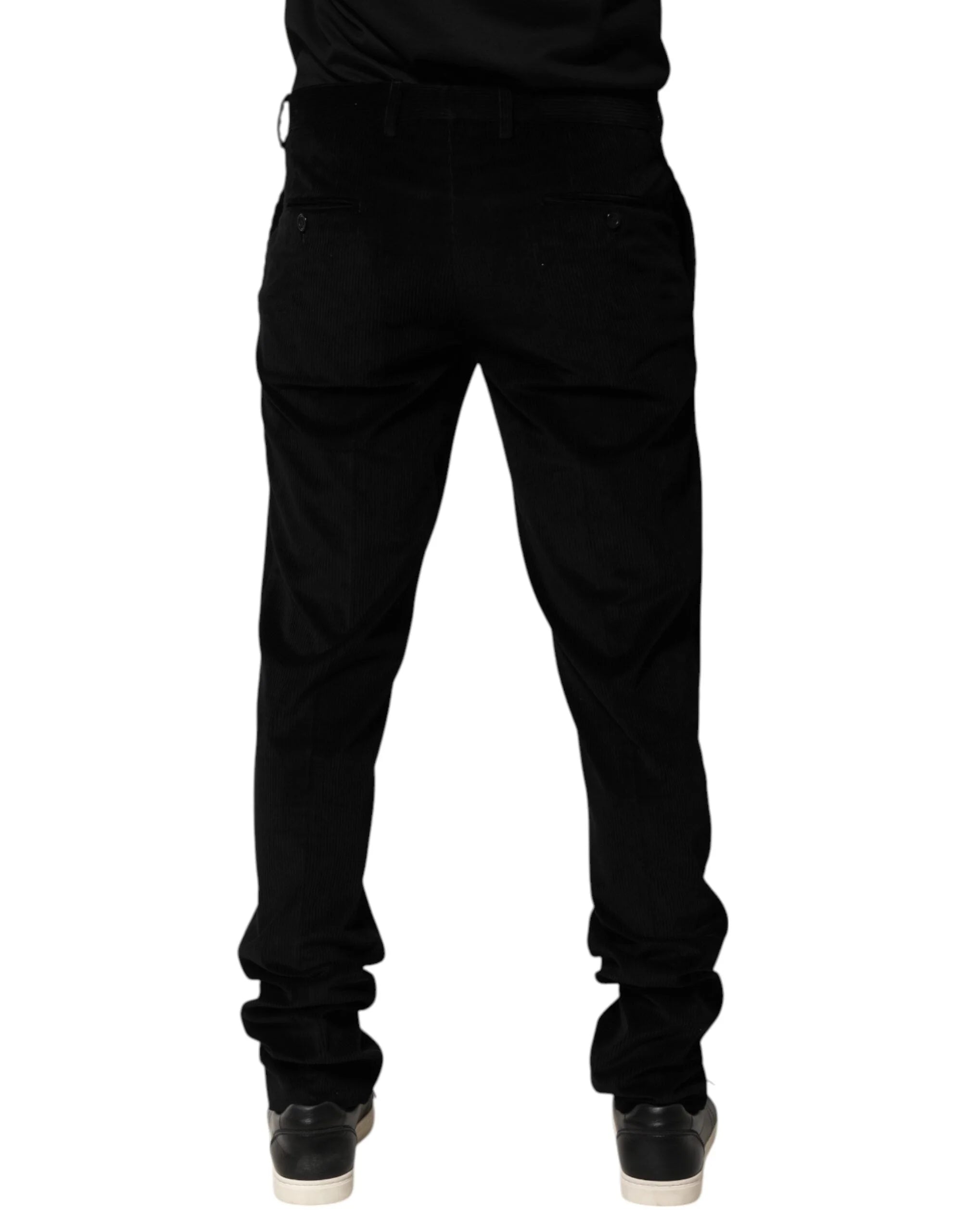 Dolce & Gabbana Black Cotton Men Dress Formal Trouser Pants - IT50 | L